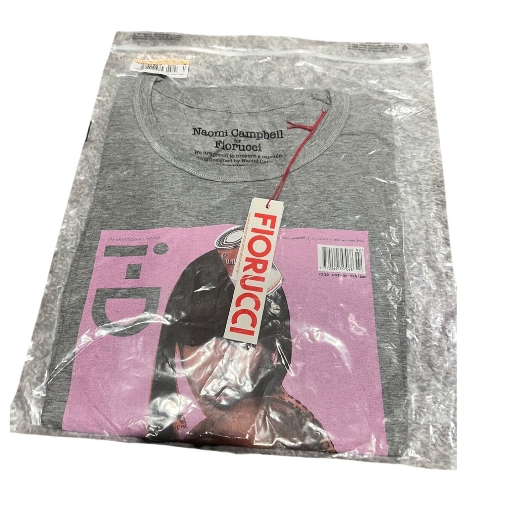 NWT Fiorucci X Naomi Campbell Collaboration Gray Cap Sleeve Tee RARE Superstar! - Picture 6 of 6
